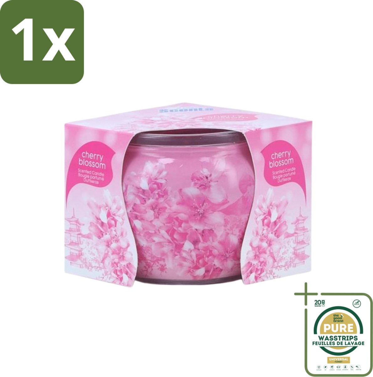 1 x At Home - Scents - Geurkaars - Cherry Blossom - 70 g- Geurkaars - Kersenbloesem - Thuisgeur - Rustgevende Geur - Ontspanning