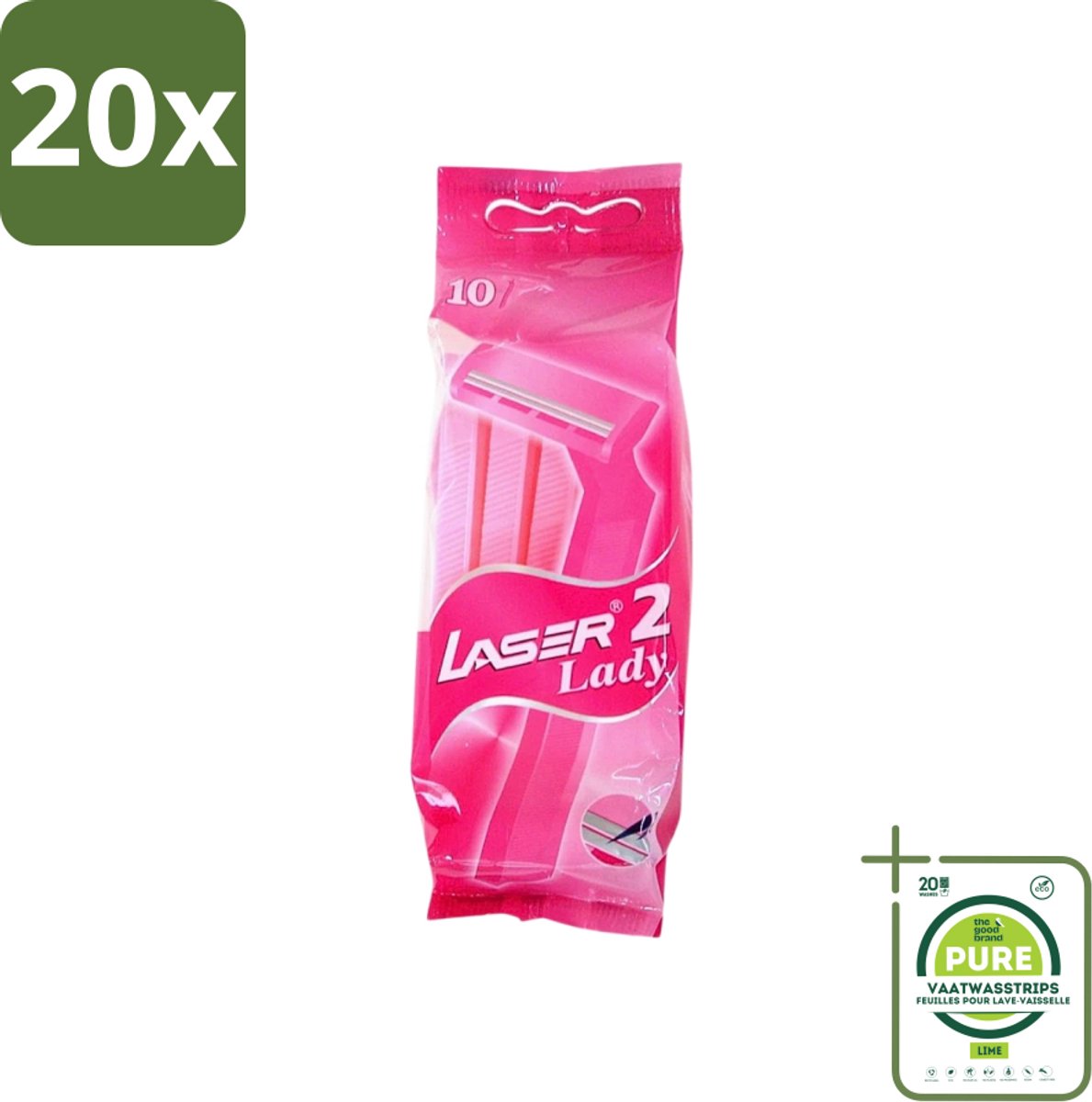 20 x Benson - Laser Twin Women - Wegwerpscheermesjes - Voor Vrouwen - 10 Mesjes - Grootverpakking - Scheermesje Vrouw - Wegwerpscheermesje - Tweevoudige Scheermesjes - Vrouwelijke Scheermesjes - Hygiënische Scheermesjes