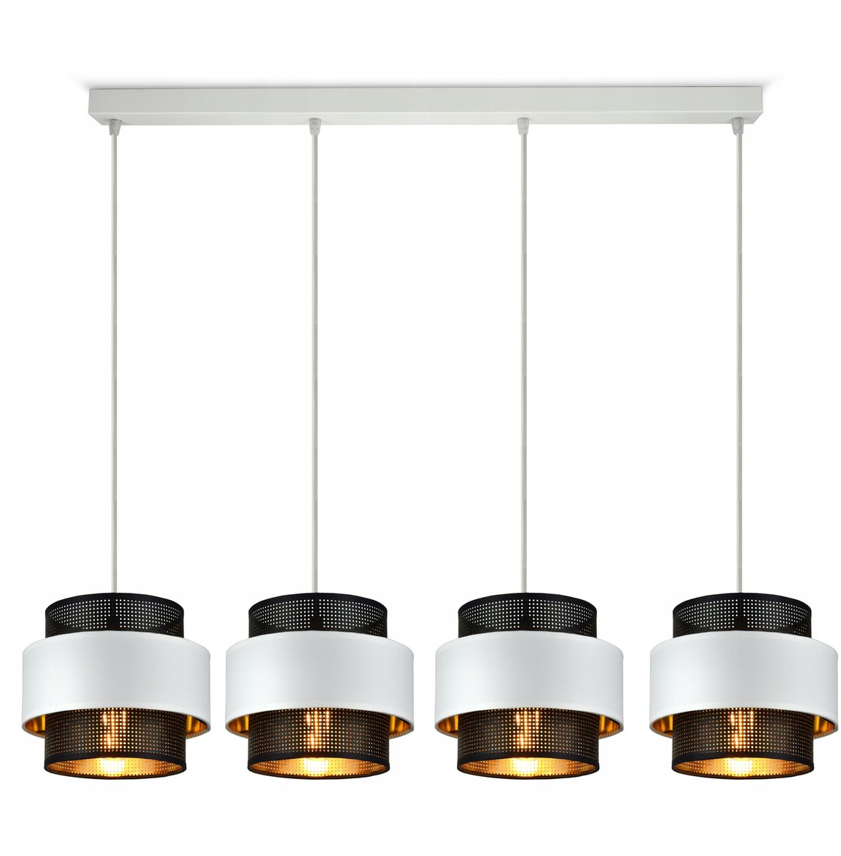 Moderne Glamour Hanglamp - Wit, Zwart, Goud - Verstelbare Hoogte