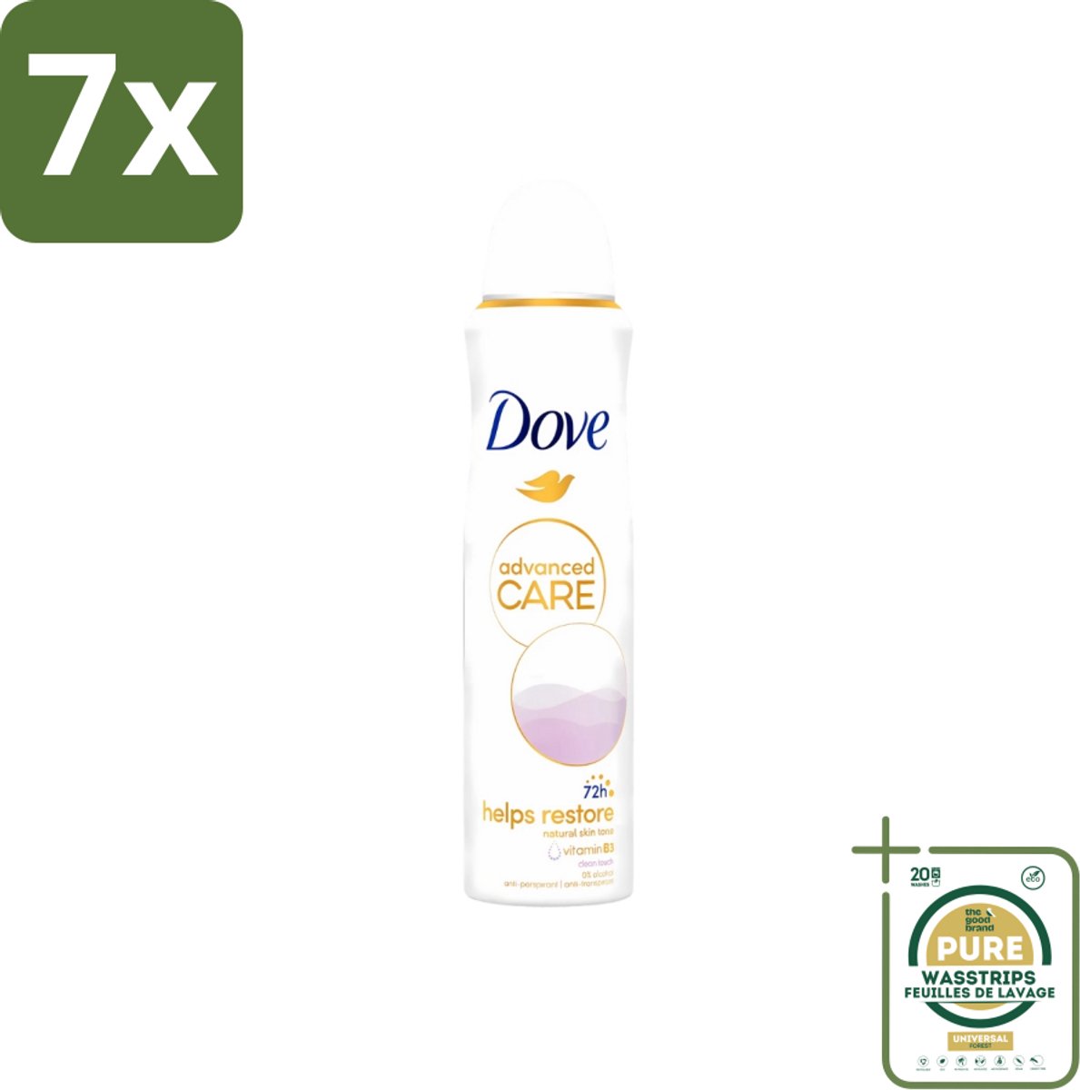 7 x Dove - Deodorant - Spray Clean Touch - Zachte geur en verzorging - 150 ml - Grootverpakking - Dove Clean Touch - Deodorant Spray - Anti-transpirant - Zweet En Geur - Fris