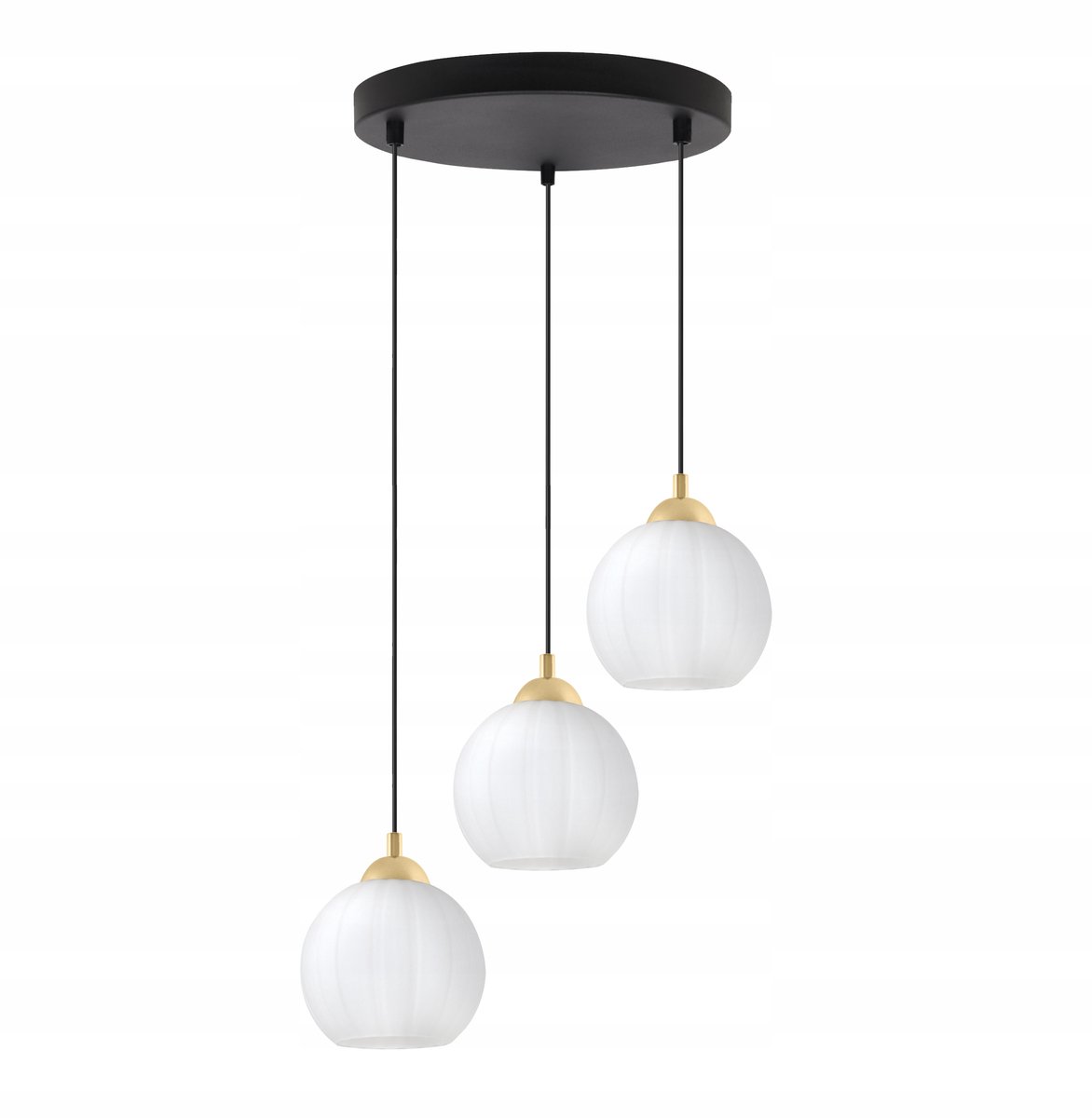Merkloze Hanglamp Zwart/Goud met 3 Witte Glazen Bollen