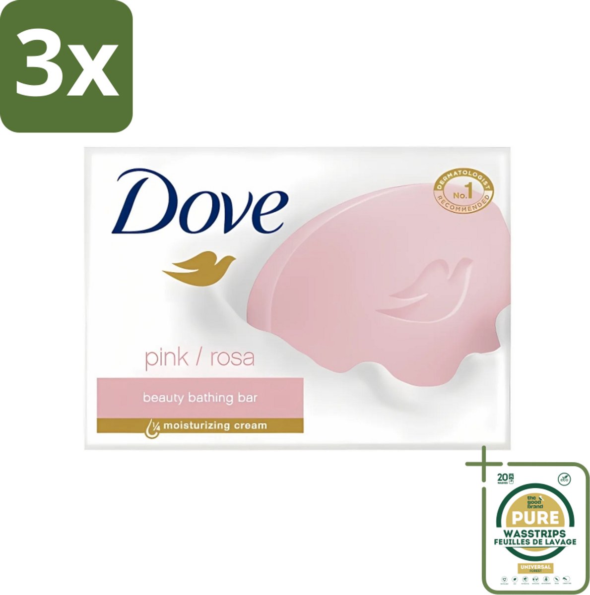 3 x Dove - Zeep - Pink - Hydraterend en Verzorgend - 4 x 100 g - Grootverpakking - Dove Zeep Pink - Hydraterende Zeep - Zeep Voor Huid - Hydraterende Crème - Zachte Huid