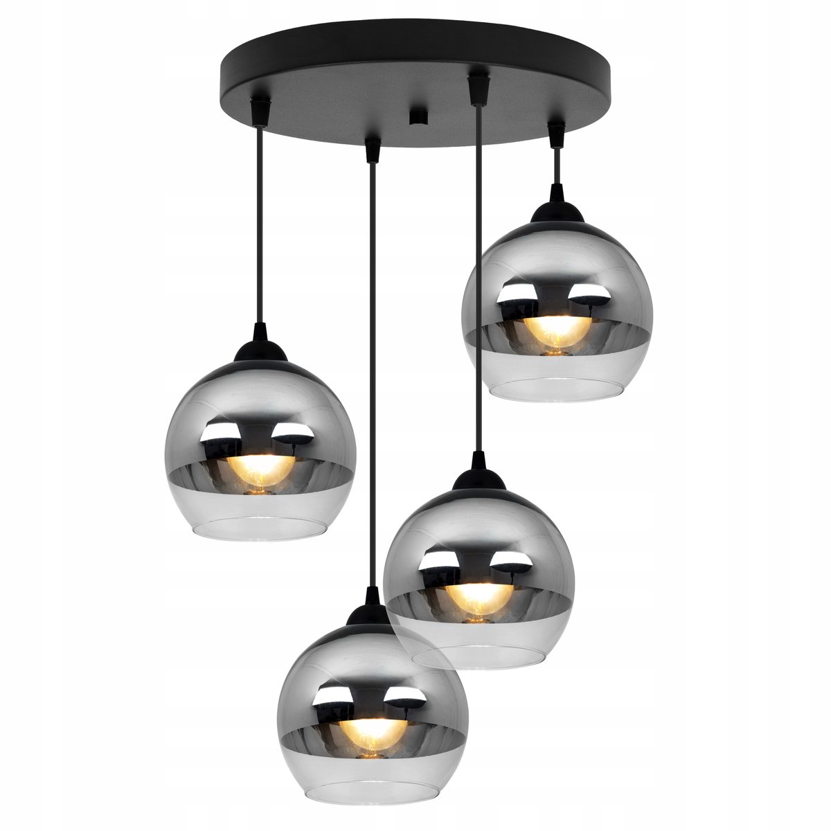 Luxe Zilveren Hanglamp met Glazen Kap - Elegant Design