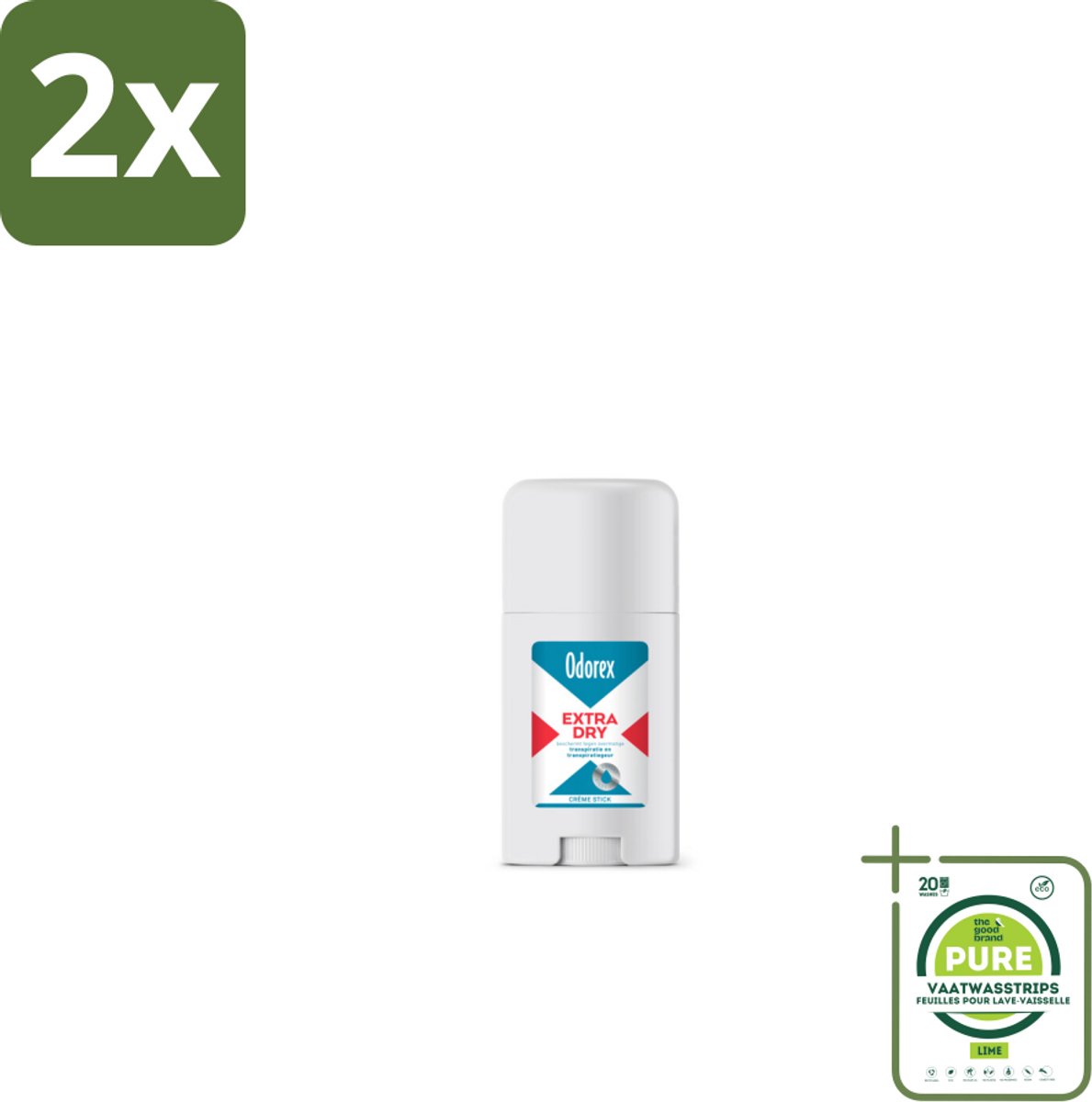 Odorex Extra Dry Stick 40 ml - Voordeelverpakking - 2 stuks - Geurloos - Anti-zweet