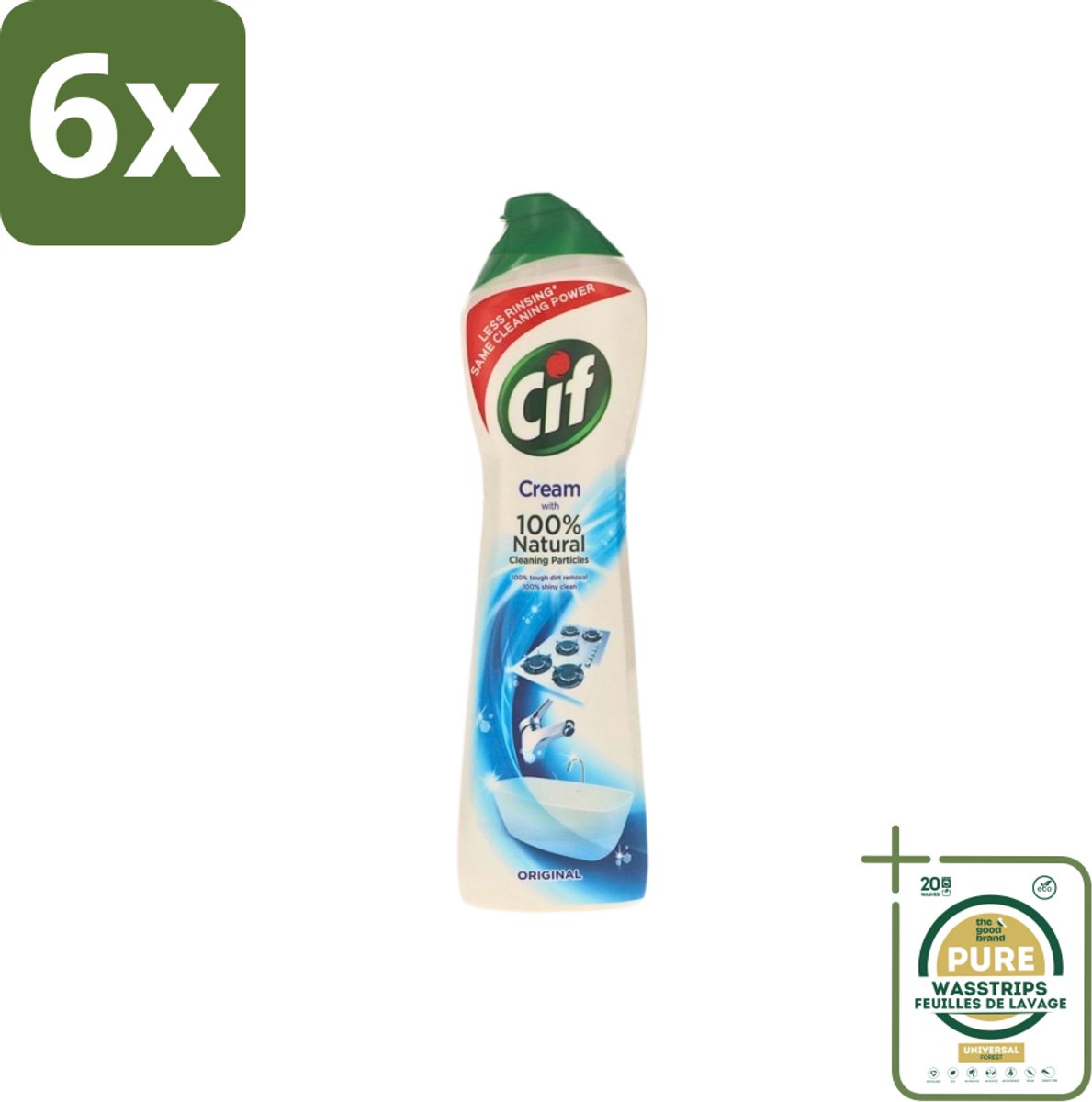 Cif - Badkamer & Keuken - Cream - Verwijdert Hardnekkig Vuil - 500ml - Voordeelverpakking - 6 stuks - Vuil verwijderen - Vet verwijderen