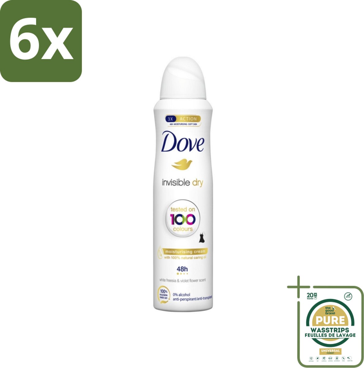 Dove - Deodorant - Spray Invisible Dry - Onzichtbare bescherming - 250 ml - Voordeelverpakking - 6 stuks - Deodorant spray - Zweet en geur