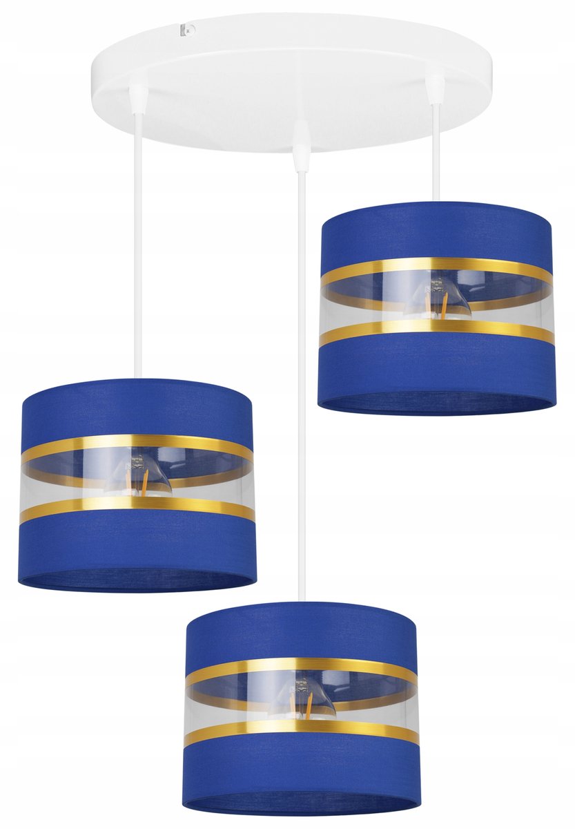 Merkloze Hanglamp Goud/Marineblauw, 3xE27, Max. 90 cm