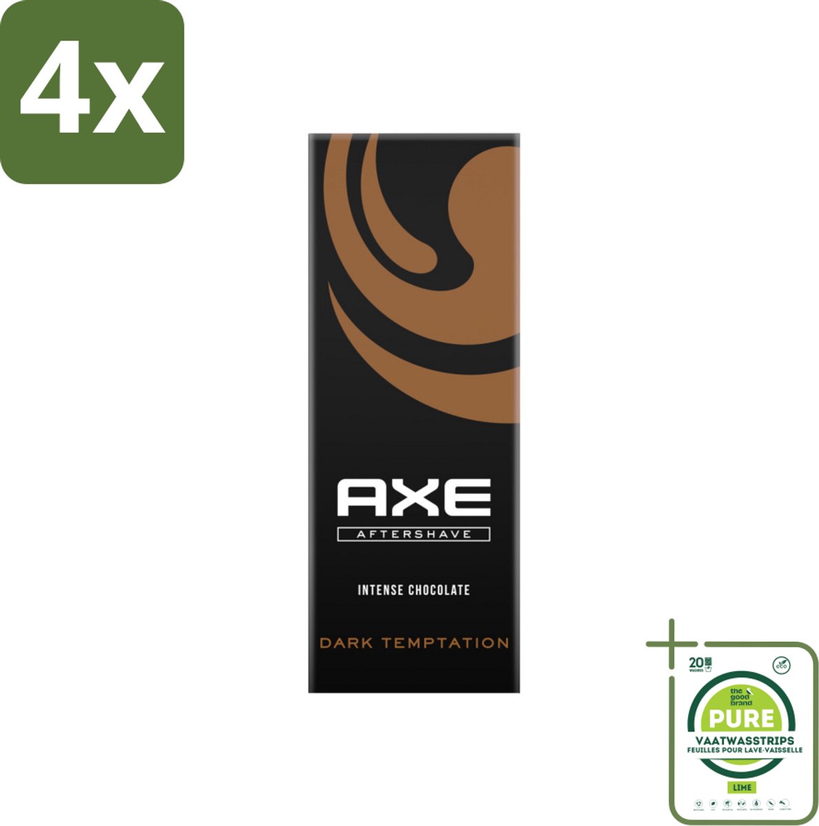 Axe Dark Temptation Aftershave 100 ml - Voordeelverpakking - 4 stuks - Aftershave - Chocolade