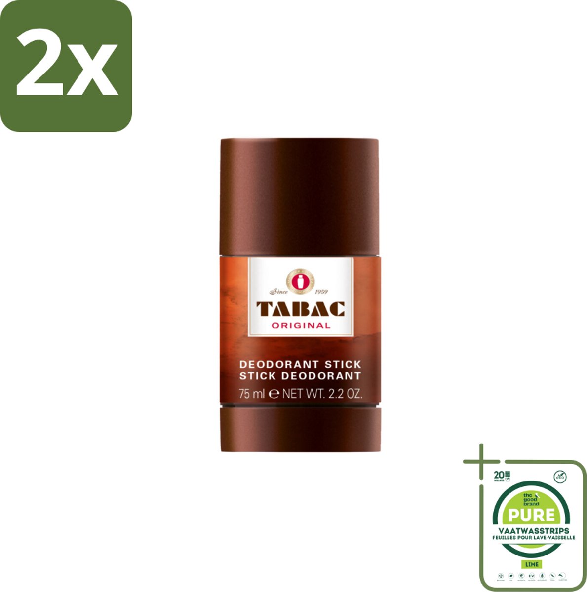 Tabac Original Deodorant Stick 75 ml - Voordeelverpakking - 2 stuks - Deodorant stick - Mannelijke geur
