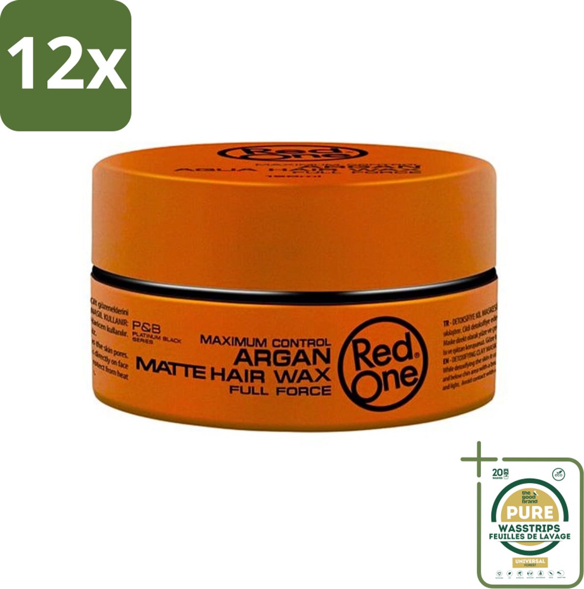 Red One - Haarwax - Argan Matte - Verzorgende Styling - Voor Intensieve Verzorging & Matte Look - 150 ml - Voordeelverpakking - 12 stuks - Matte haar - Verzorgend haar