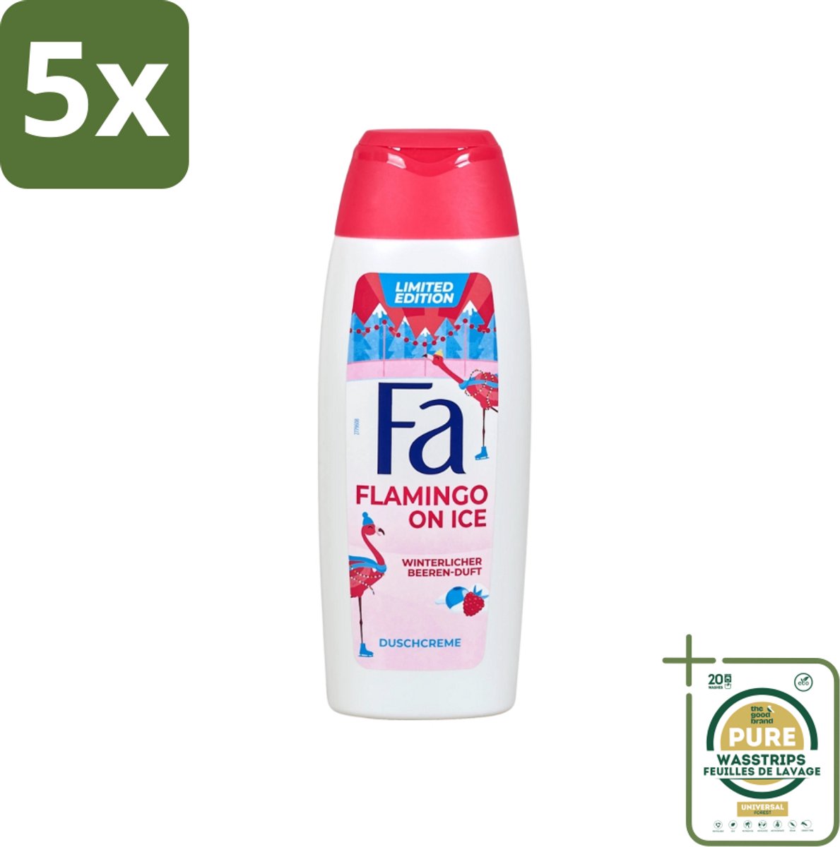 5 x Fa - Douchegel - Winter Flamingo On Ice - Verfrissend & Koel - Hydraterend - 250 ml - Grootverpakking - Douchegel - Winterflamingo - Fris - Koel - Hydraterend