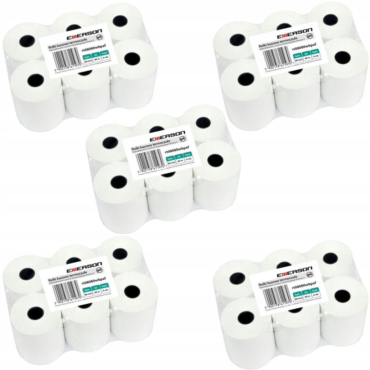 Emerson Thermische Kassabonnen 80/80mm - 6 Stuks