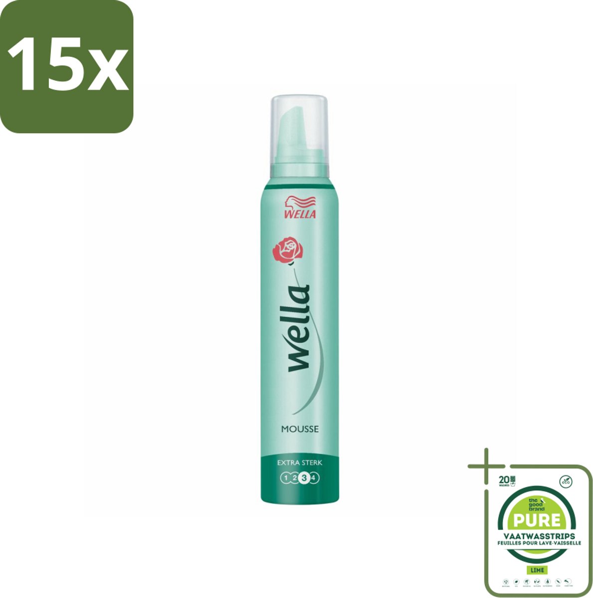15 x Wella Extra Strong Hold Haarmousse 200 ml - Grootverpakking - Haarmousse - Versteviging Haar - UV Bescherming Haar - Stevig Haar - Flexibel Haar