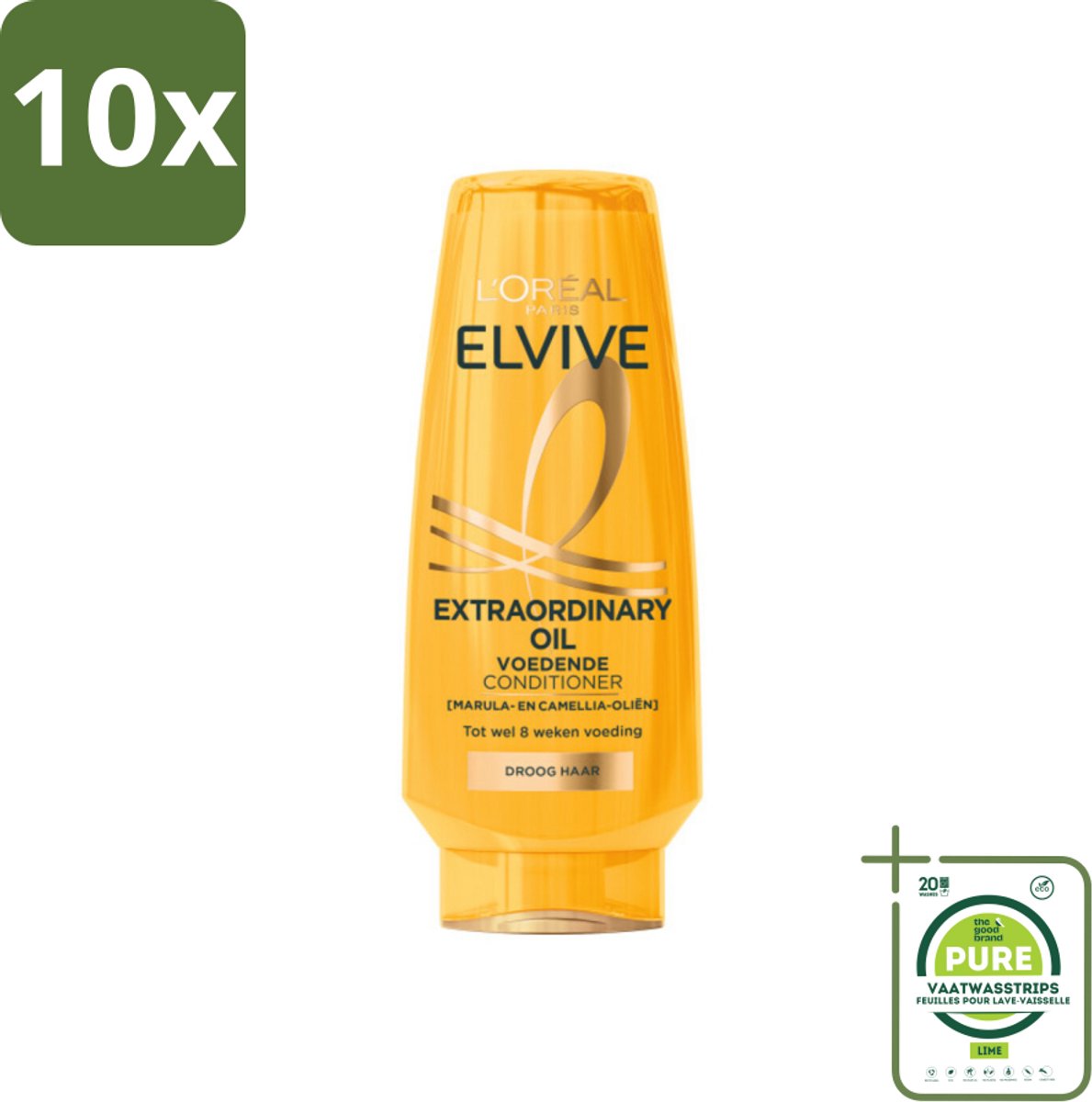 10 x L'Oréal Elvive Extraordinary Oil Conditioner 200 ml - Grootverpakking - Droog Haar - Haar Verzorging - Haar Hydraatatie - Haar Herstel - Haar Glans