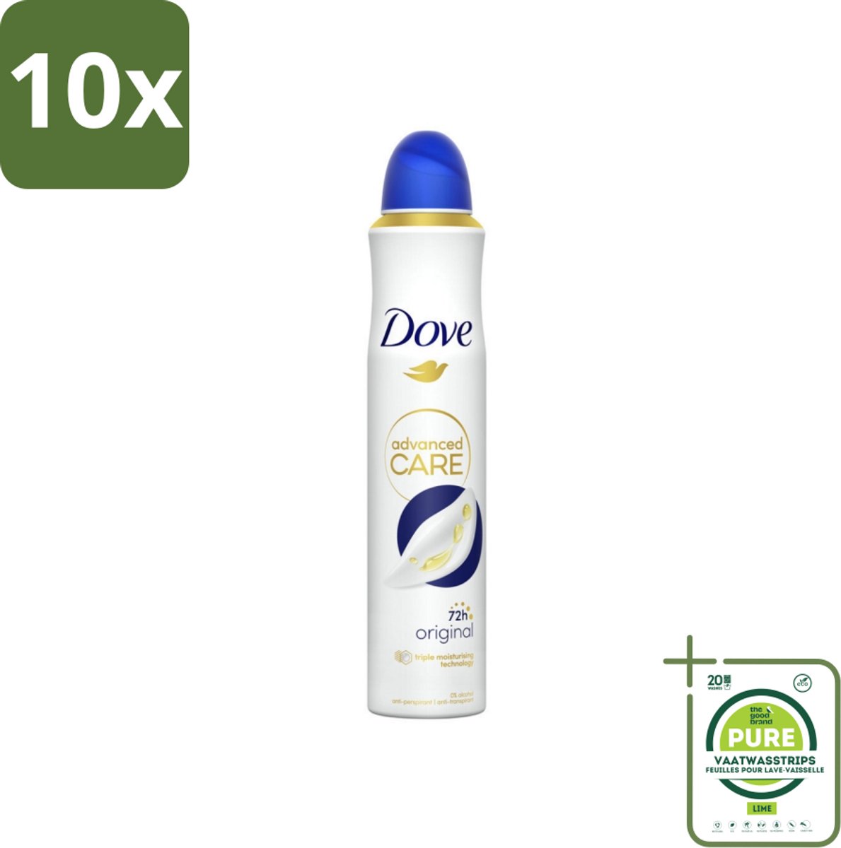 10 x Dove - Deodorant - Spray Advanced Care - Frisse en langdurige bescherming - 200 ml - Grootverpakking - Dove Anti-Transpirant Spray - Anti-Transpirant Spray - Anti-Transpirant - Zweetvermindering - Geurvermindering
