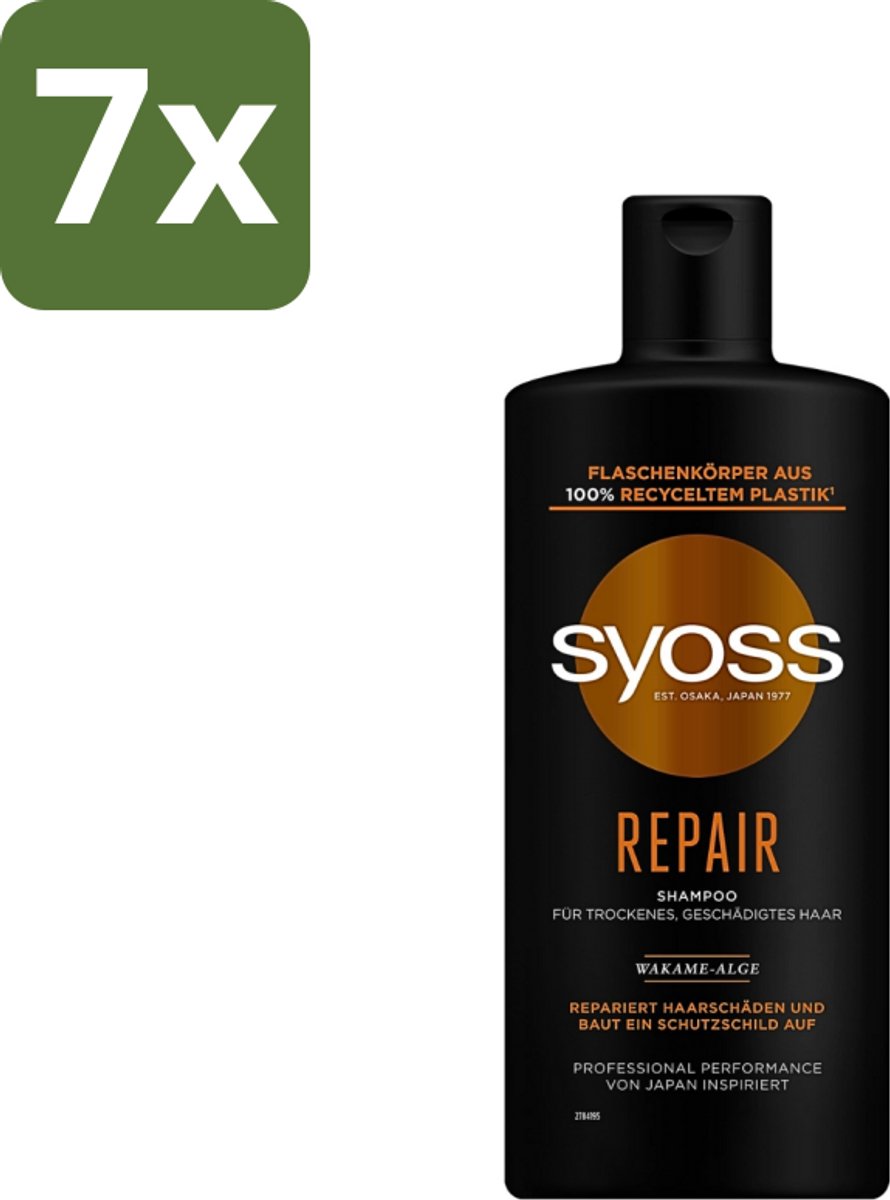 7 x Syoss Repair Shampoo - Shampoo - Herstel - 440 ml - Herstel Haar - Beschadigd Haar - Haar Herstellen - Haar Versterken - Haar Hydrateren