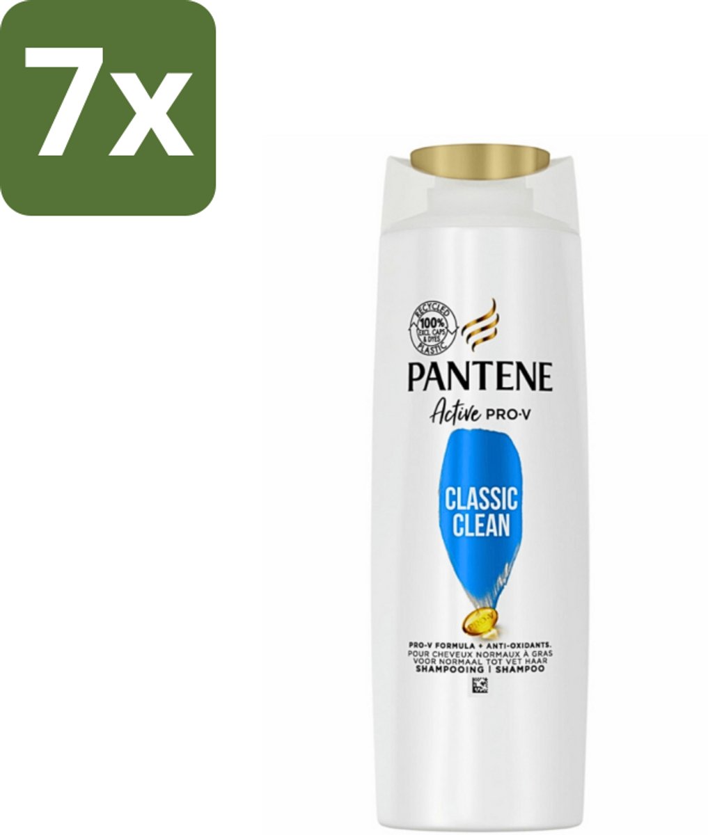 7 x Pantene - Shampoo - Classic Clean - Verfrissende Reiniging - Voor Normaal Haar - 225 ml - Pantene Classic Clean Shampoo - Verfrissende Reiniging - Normaal Haar - Pro-V Voedingsstoffen - Gezonde Glans