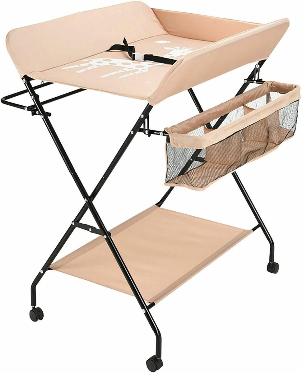 Inklapbare Commode - Aankleedtafel Baby - Baby Verzorgen - Hoogte Verstelbaar - 96 cm Hoog - Grijs
