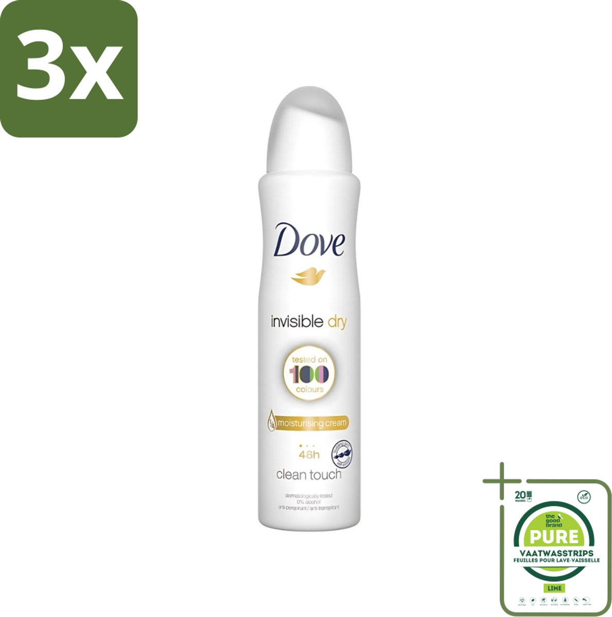 3 x Dove - Deodorant - Invisible Dry - Onzichtbare bescherming - 250 ml - Grootverpakking - Deodorant Spray - Onzichtbare Deodorant - Vlekkenvrij - Zweet En Geur - Huidbescherming