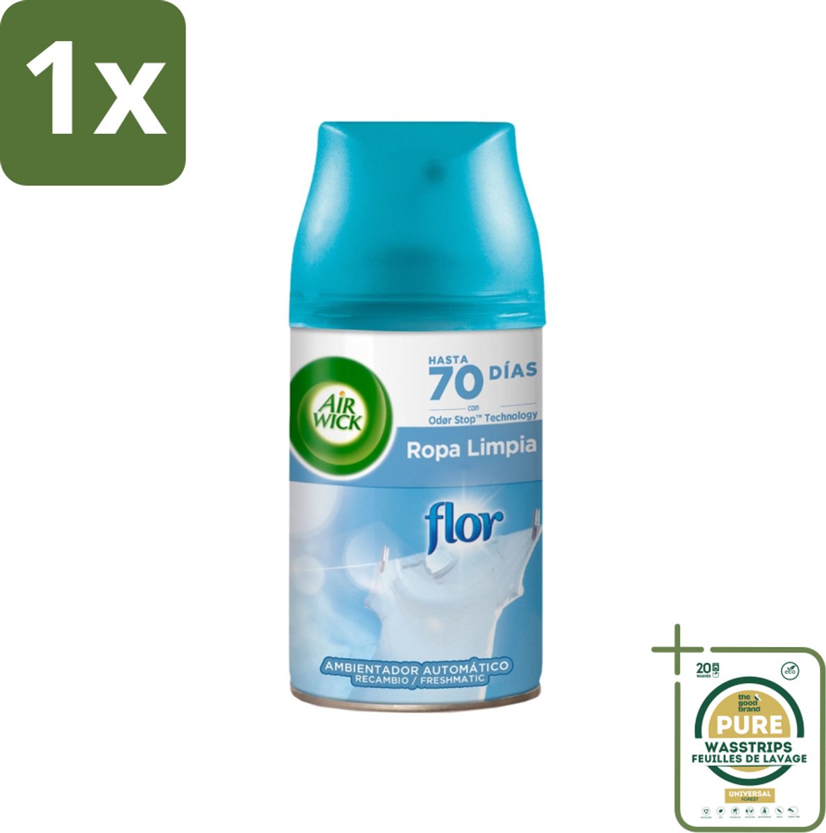 1 x Air Wick - Luchtverfrisser Navulling - Bloem & Fris - Automatische Spray - 250 ml- Luchtverfrisser - Bloemige Geur - Automatische Geurverspreiding - Geurneutralisatie - 24/7 Geurstop