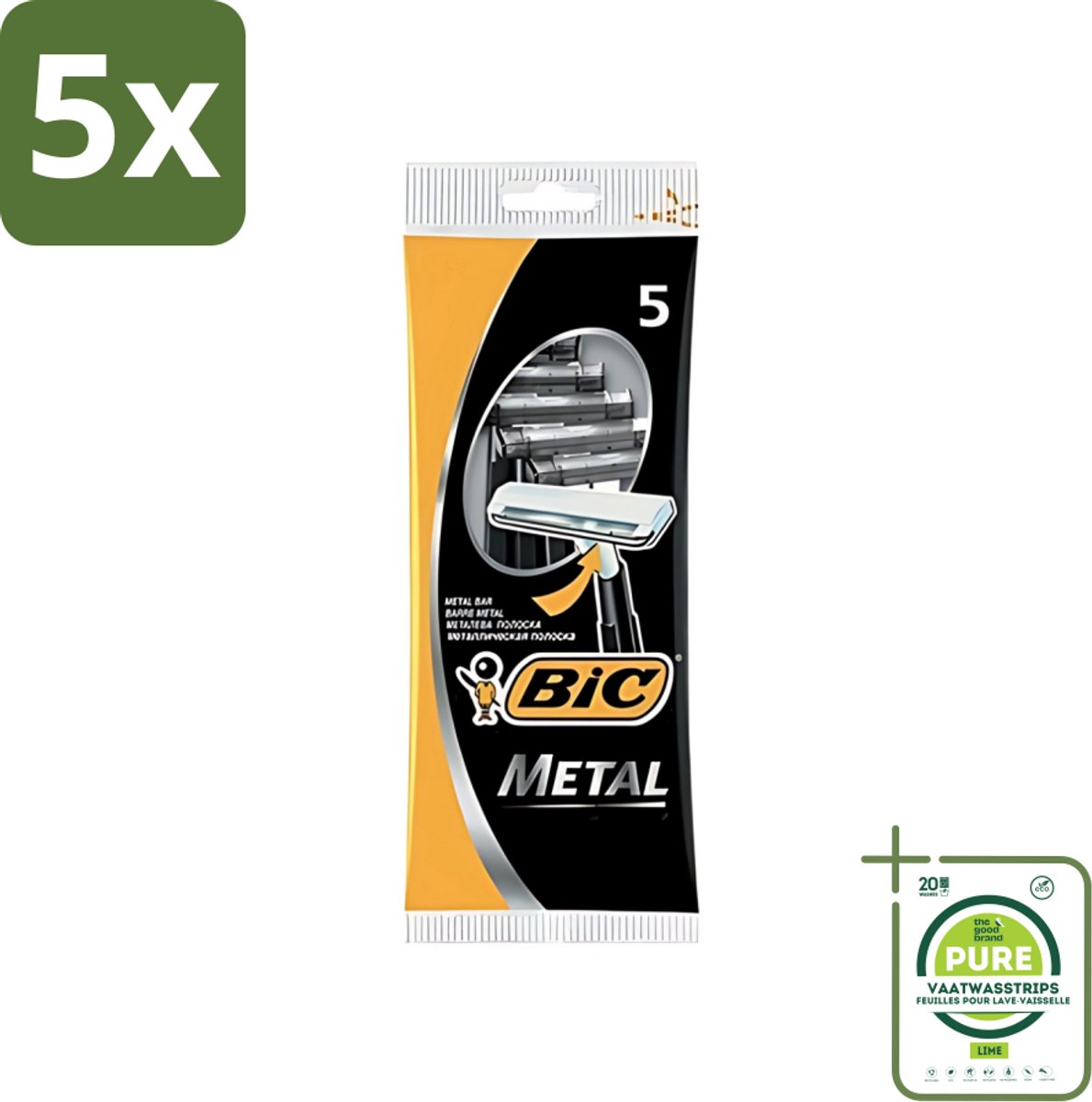 5 x Bic - Scheermesjes - Metaal - Enkel Mesje - Wegwerpmesjes - 5 Scheermesjes - Grootverpakking - Scheermesje - Wegwerpmesje - Roestvrij Staal - Enkel Mesje - Precisie Scheren