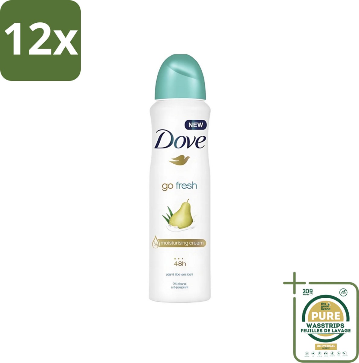 Dove - Deodorant - Spray Go Fresh Pear & Aloe - Frisse en verzorgende geur - 250 ml - Voordeelverpakking - 12 stuks - Anti-transpirant - Fris gevoel