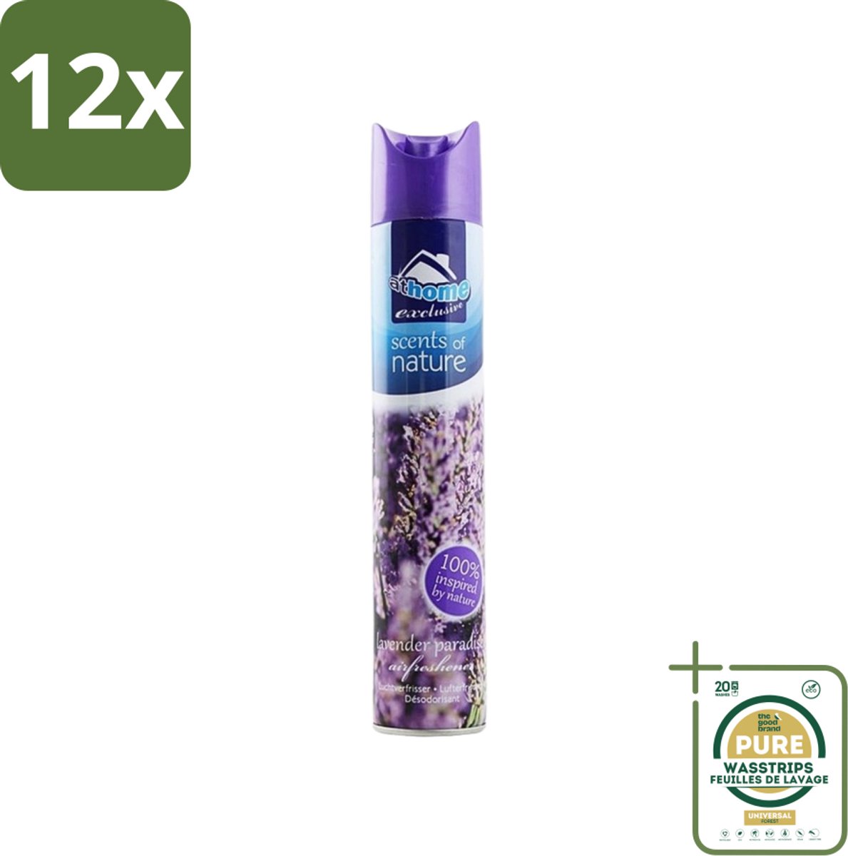 At Home - Scents Of Nature - Luchtverfrisser - Geïnspireerd Door Natuur - 400 ml - Voordeelverpakking - 12 stuks - Lavendel - Geur neutraliseren