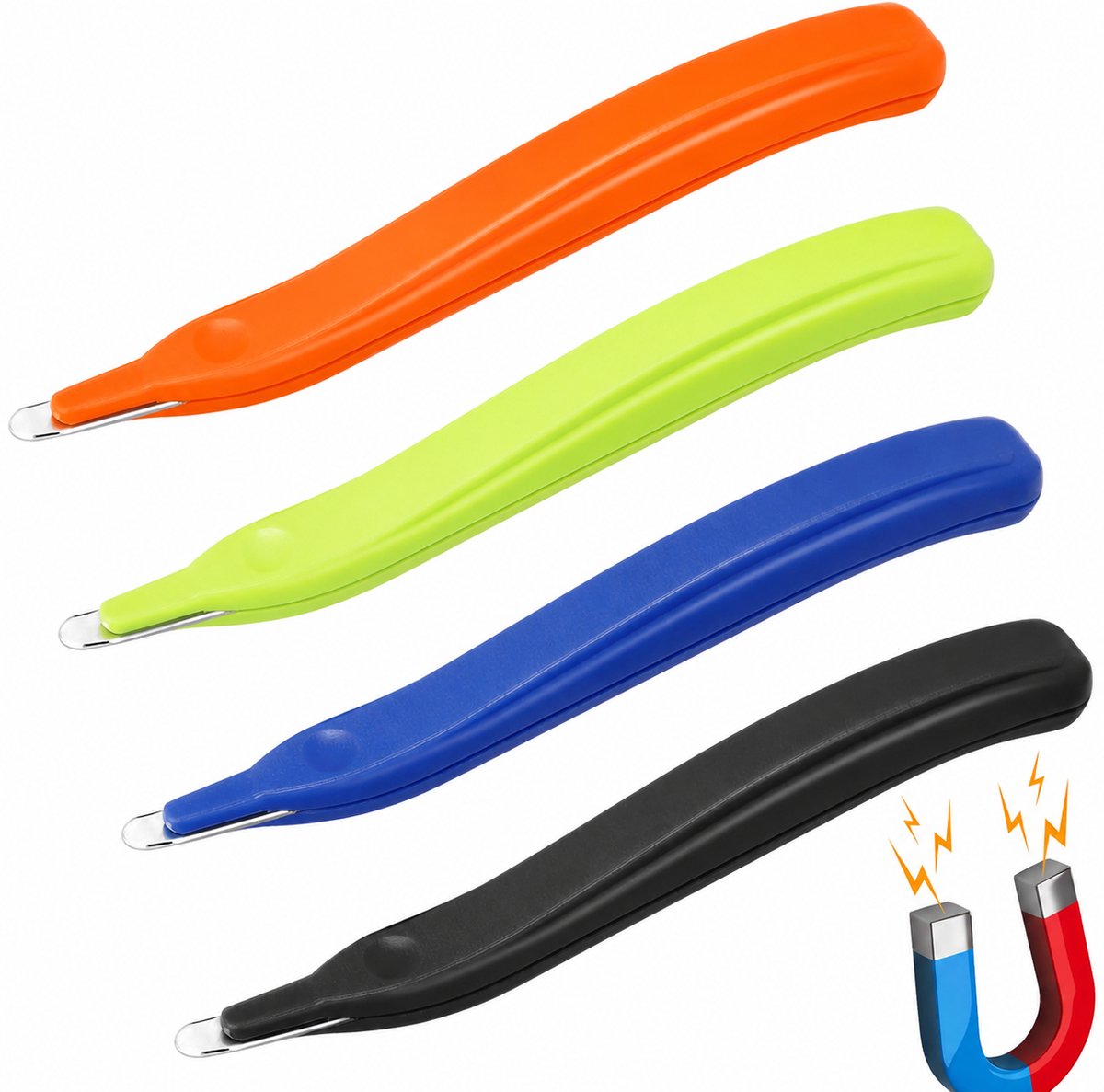 Tolvia Nietjesverwijderaar - Ontnieter - 4 Stuks Magnetische Nietjestrekker - Ergonomische Staple Remover met RVS Punt