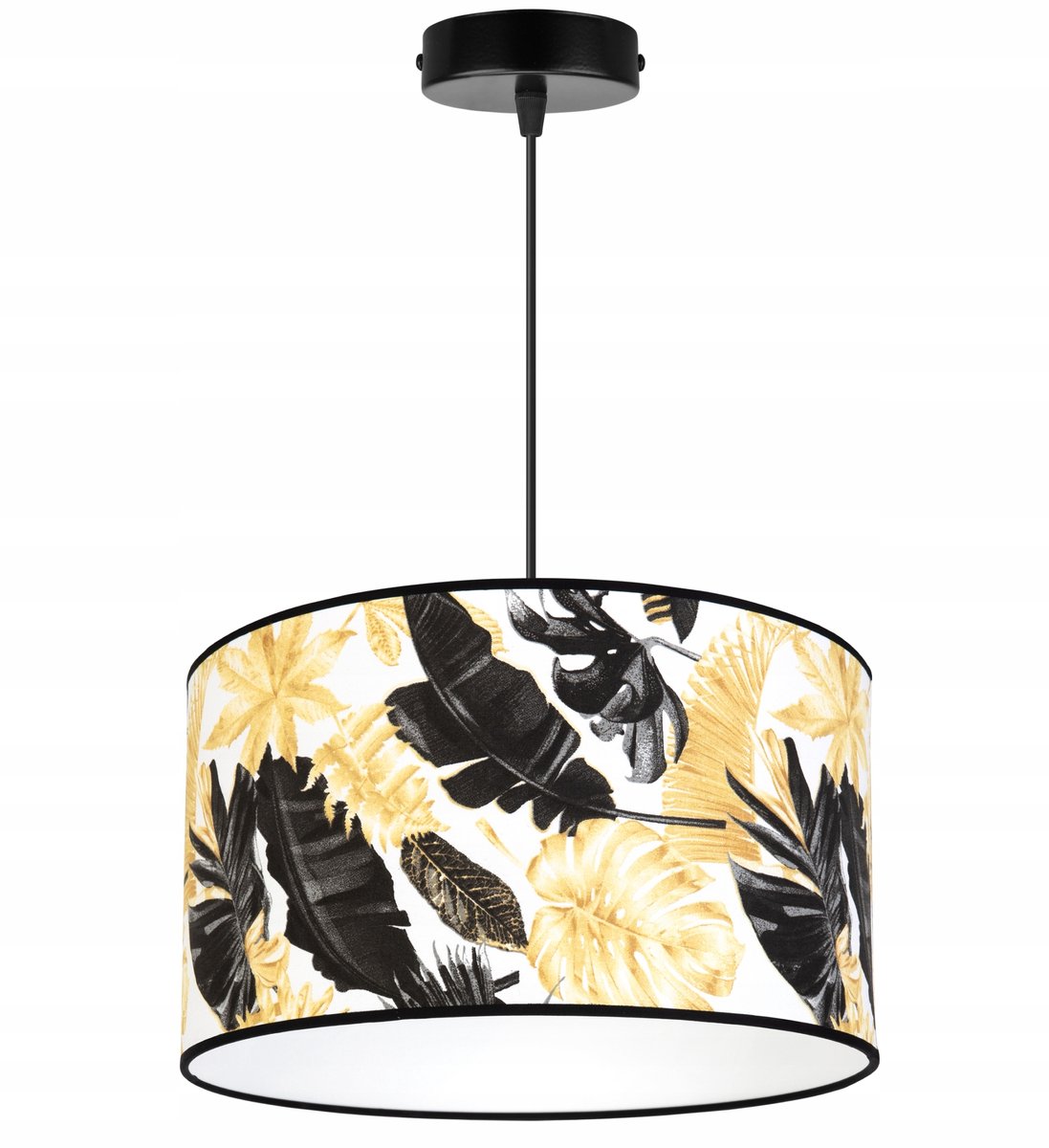 Merkloze hanglamp met gouden bloemenprint, verstelbaar