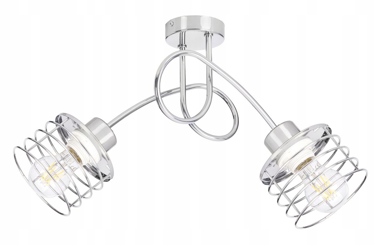 Merkloze Loft Hanglamp met 2 Chromen Kappen, E27