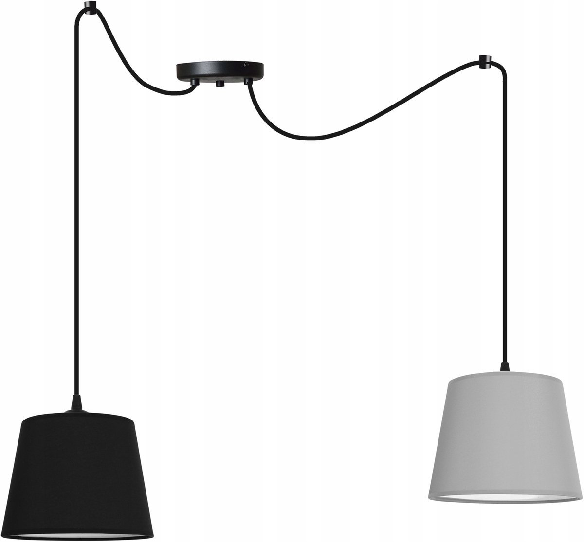 Hanglamp Spider Loft E27 Zwart/Wit Stof 2x60W