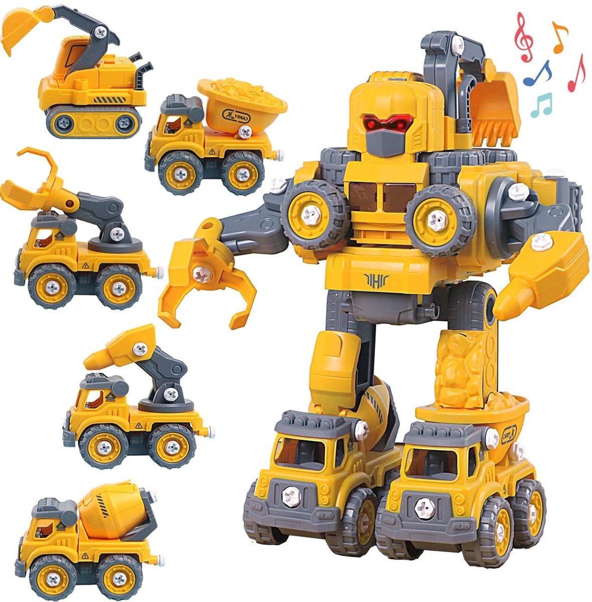 casalora - Speelgoed voor jongens van 3, 4, 5, 6, 7 en 8 jaar – Bouwtransformeerbaar robotspeelgoed voor kinderen – STEM bouwspeelgoed voor peuters – 5-in-1 uit elkaar te nemen speelgoed – Verjaardagscadeau voor jongens en meisjes