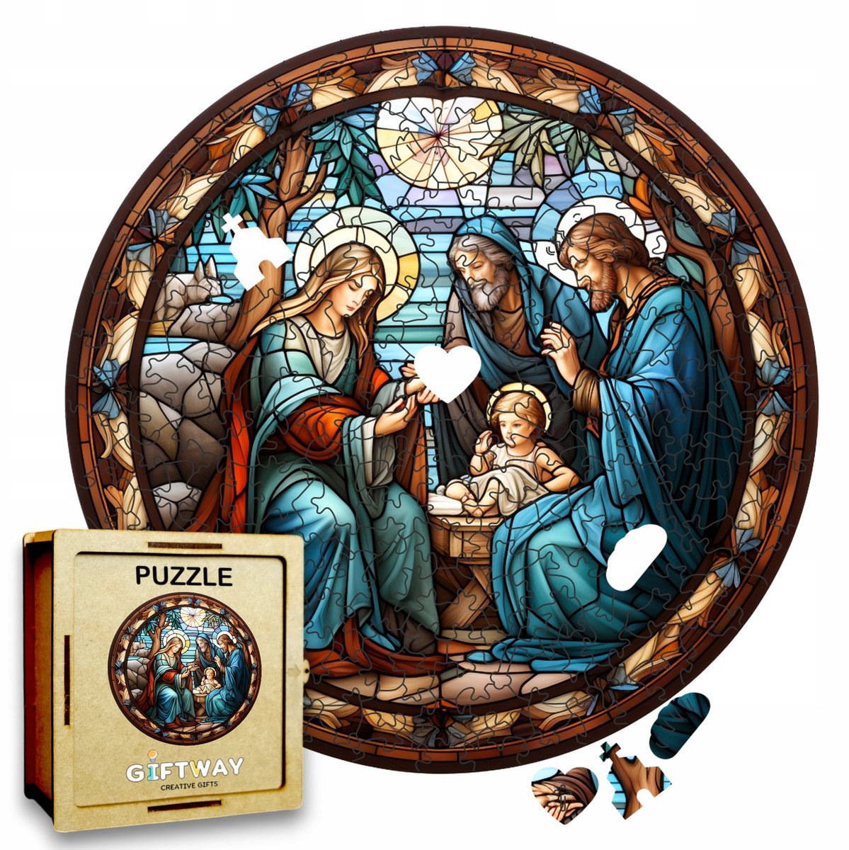 Houten Kerststal Puzzel 208 Stukjes - Unieke Vormen