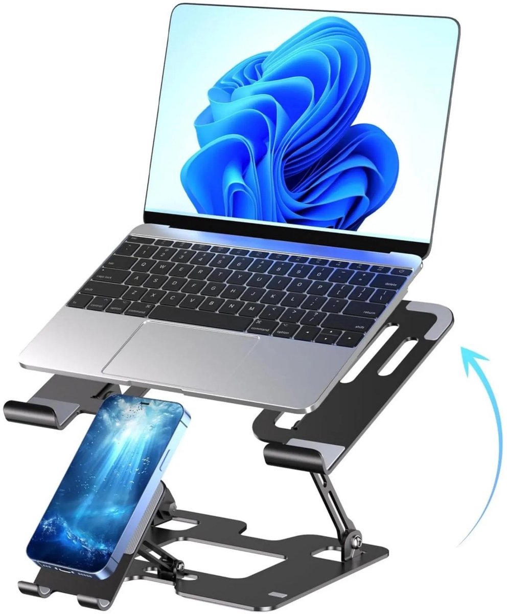 casalora - 2-in-1 Telefoon Tablet Houder - Tablet Houder - Tabletstandaard - Opvouwbaar - Verstelbaar - Telefoonstandaard Inklapbaar - Van 10 tot 16 Inch - voor Ipad, Tablet, Smartphone, Universaal