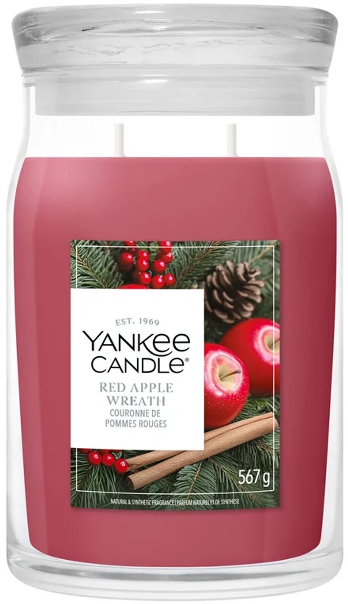 Yankee Candle Red Apple Wreath Large Jar Geurkaars - 90 branduren - twee lonten Rood