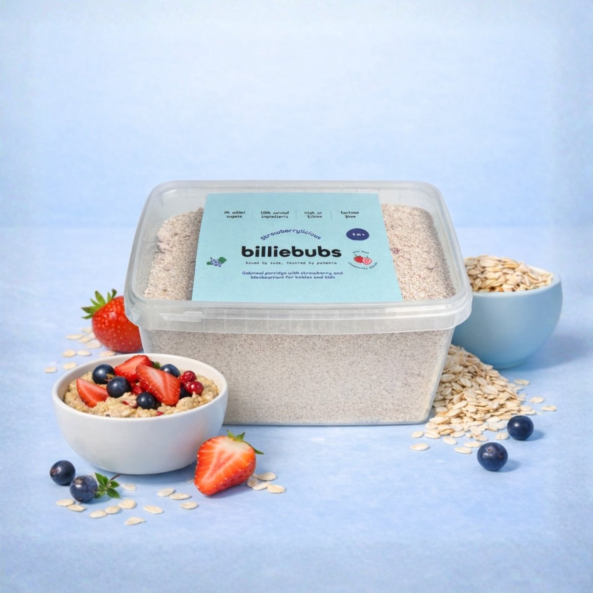 Billiebubs - 1kg Strawberrylicious - havermoutpap met aardbei & zwarte bes