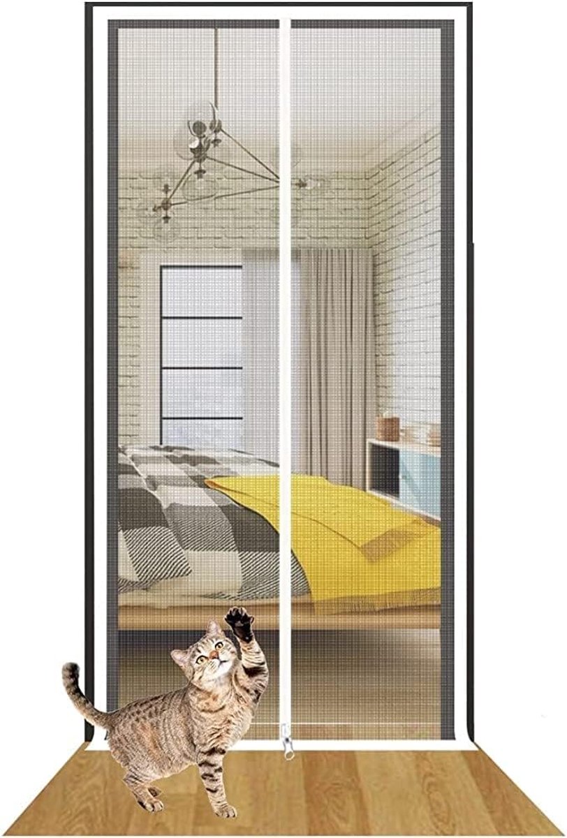 Huisdier Proof Hordeur 95×220cm Afschermingsnet Deurgordijn Mesh Rits Deur Schuifdeur Kattendeur Net Met Klittenband For Deuren Slaapkamer Keuken Patio ( Size : 90x220cm)