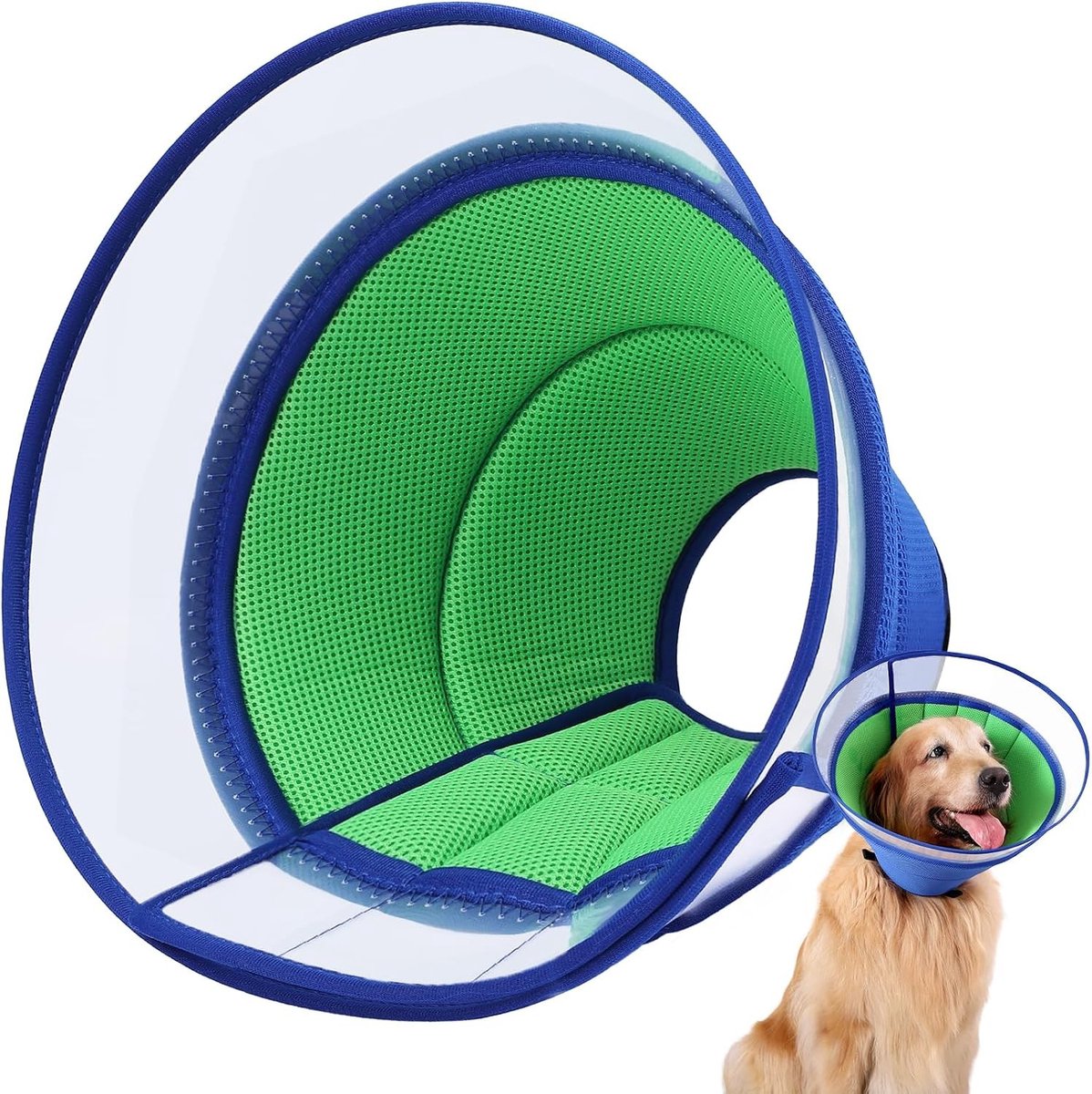 Verstelbare Hondenhalsband tegen Likken - Ademend en Lichtgewicht - Ideaal voor Honden (Maat 5, Blauw)