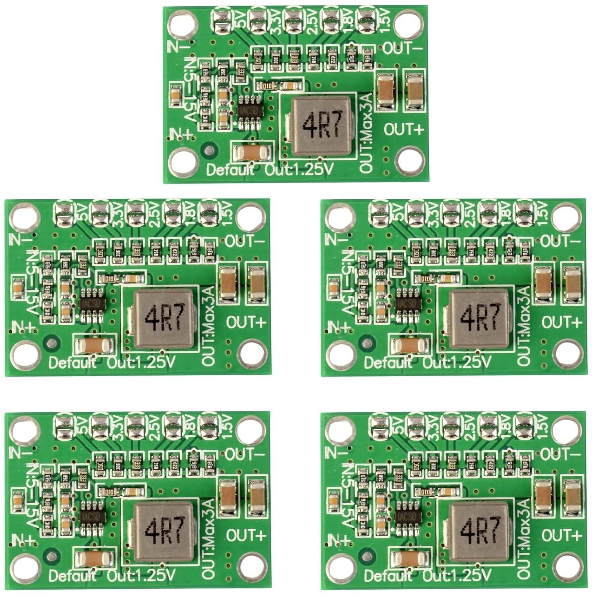 Verstelbare DC-DC Buck Spanning Converter 5V-15V naar 1.25V/1.5V/1.8V/2.5V/3.3V/5V 3A - 5 Stuks voor Elektronische Projecten en Voedingen