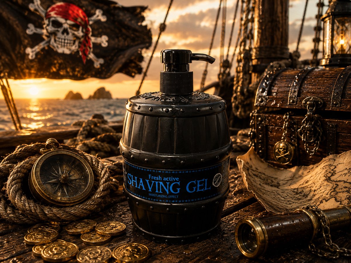 Pirates of The Barbertime - Fresh Active Shaving Gel - Moisturizing Effect Blue - 1000 ml