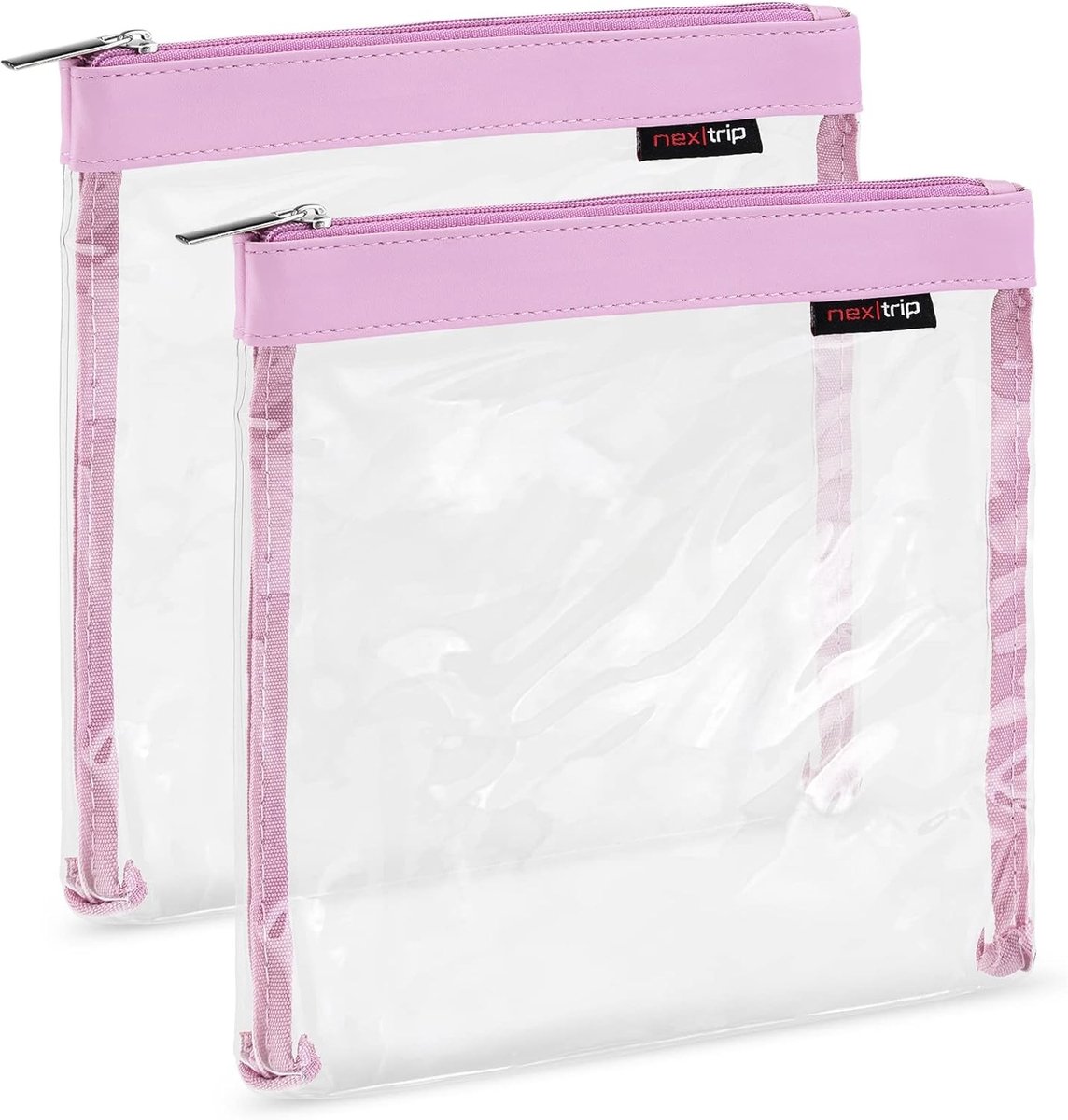 Toilettassen Set - Roze - 20 x 18 x 3 cm - Transparante Vloeistoftassen voor Handbagage - Voor Dames en Heren