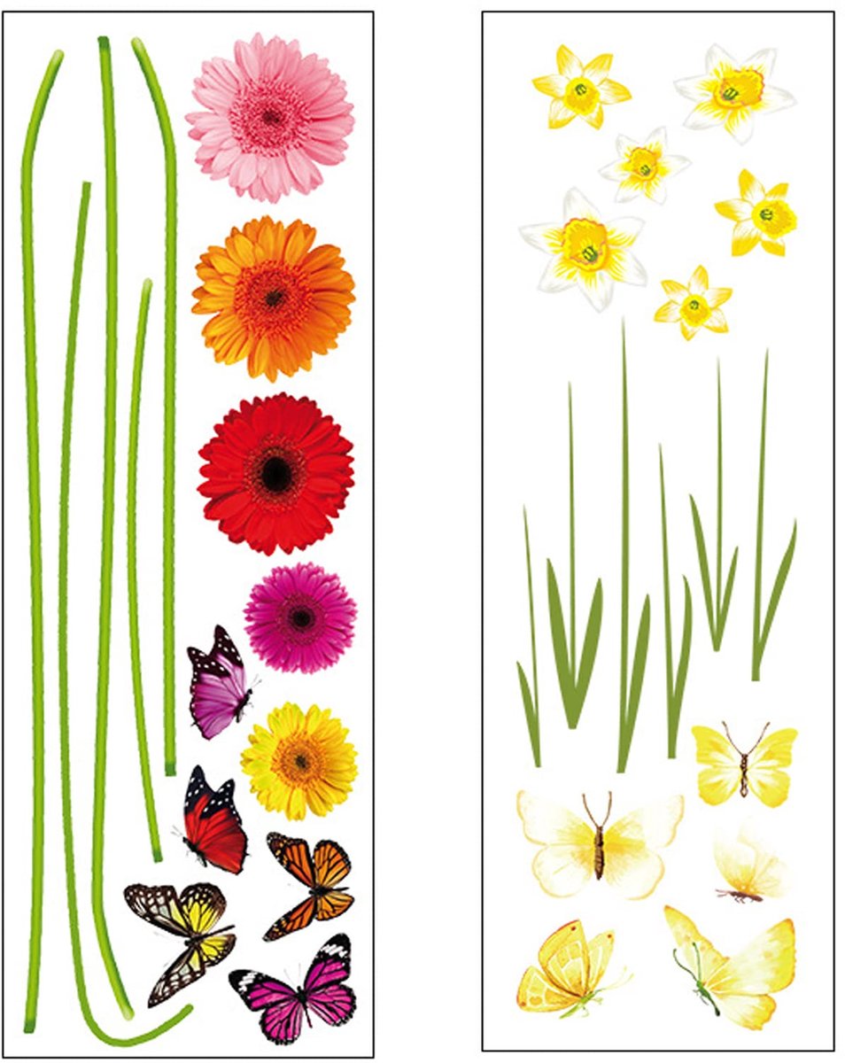 Elzusha - Decoratieve Waterdichte Bloemenstickers voor Vuilnisbakken - Set van 2 Vellen