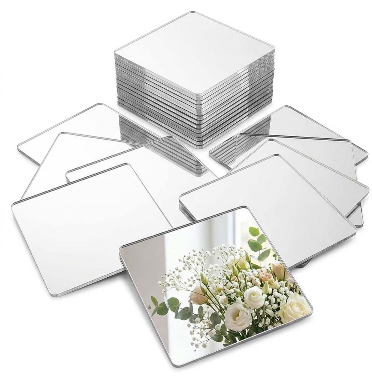 Elzusha - Asymmetrische Decoratieve Acryl Spiegel Sticker voor Wanddecoratie
