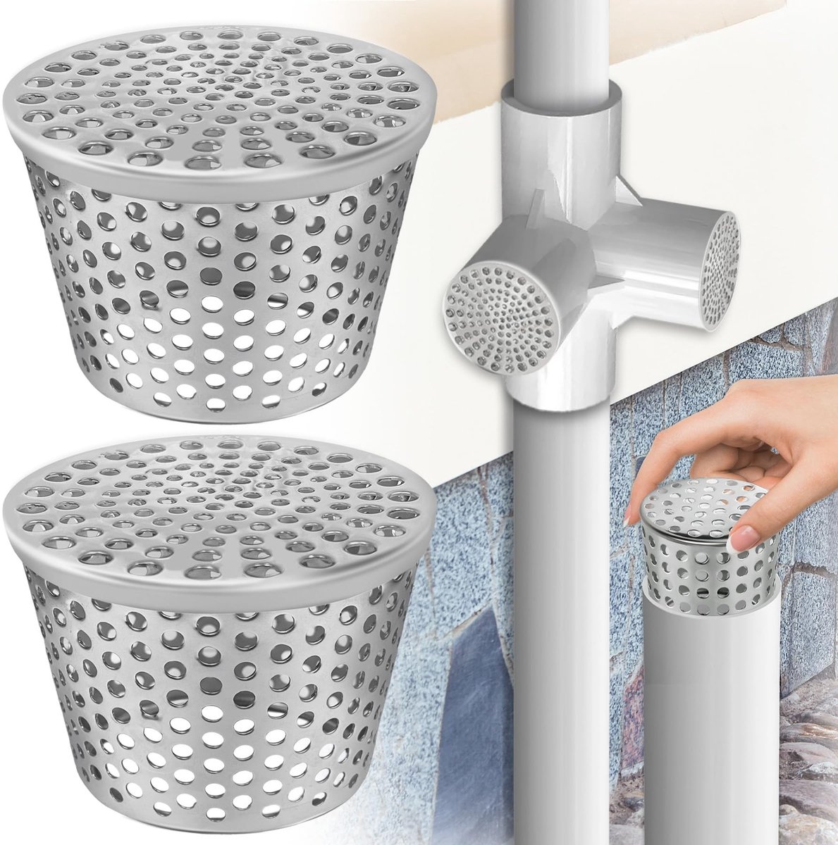 Elzusha - RVS Gootbescherming voor Blad- en Takfilter, Set van 2