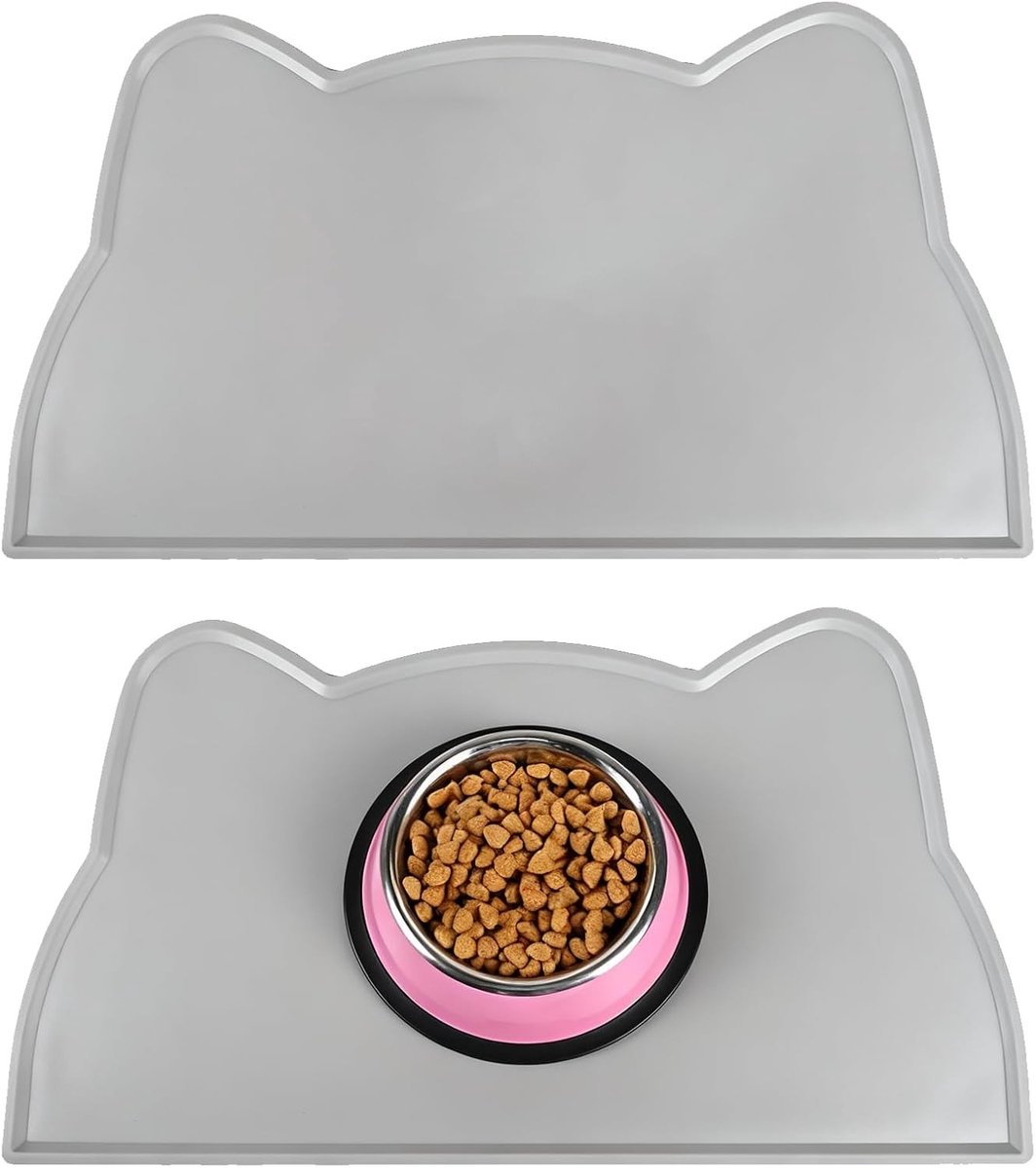 Set van 2 Antislip Voedingsmatten voor Katten en Honden - Siliconen Voedingsmat, Dierenvoer Mat, Eetmat voor Huisdieren