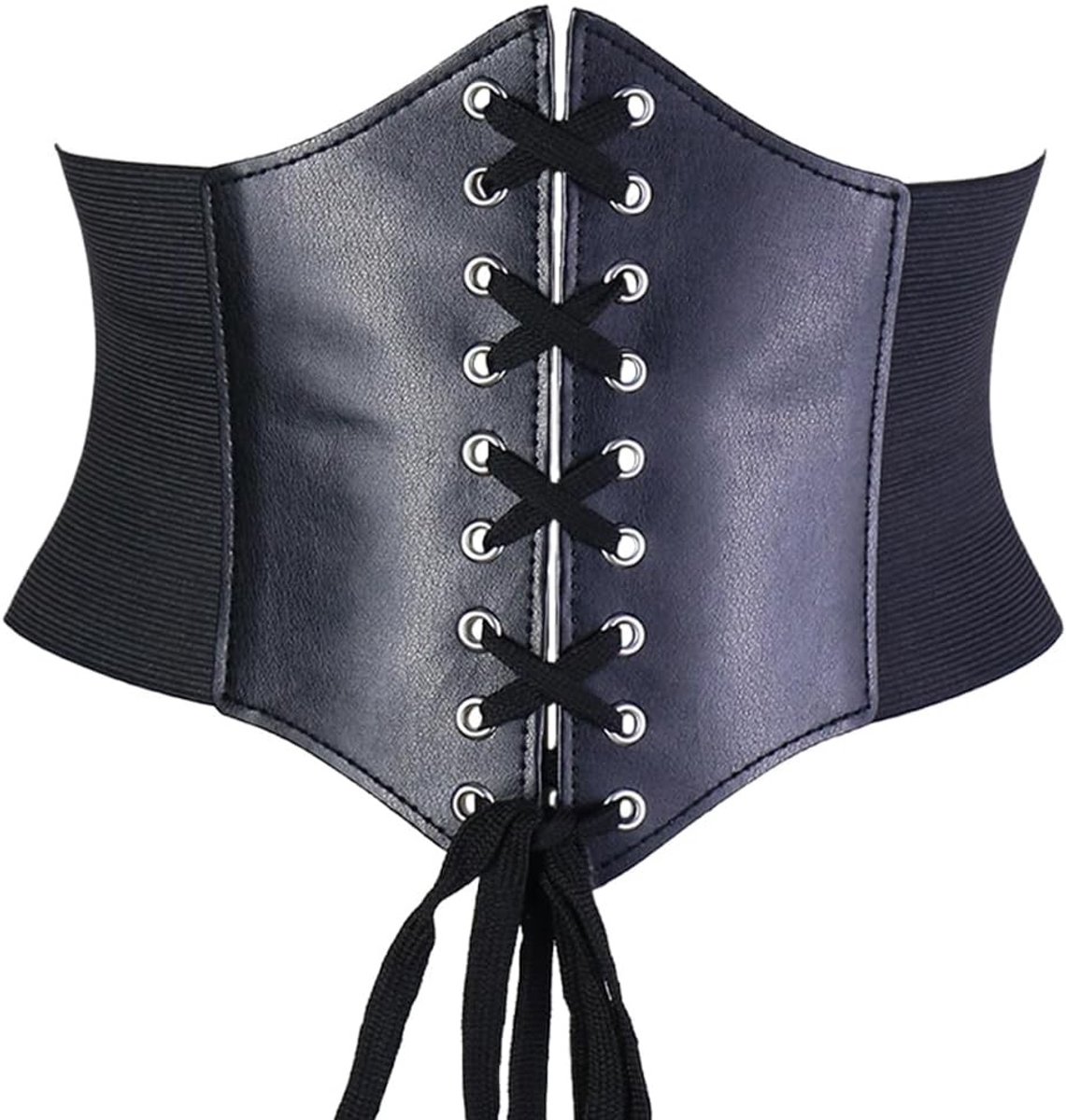 Brede Lacing Corset Riem voor Carnaval en Halloween - Elastische Taille met Vintage Ontwerp - Zwart XL