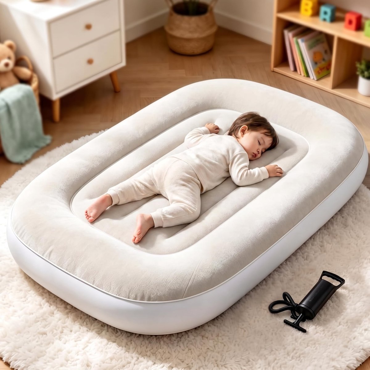 Elzusha - Inflatable Kinderbed met Handpomp voor Thuis en Op Reis
