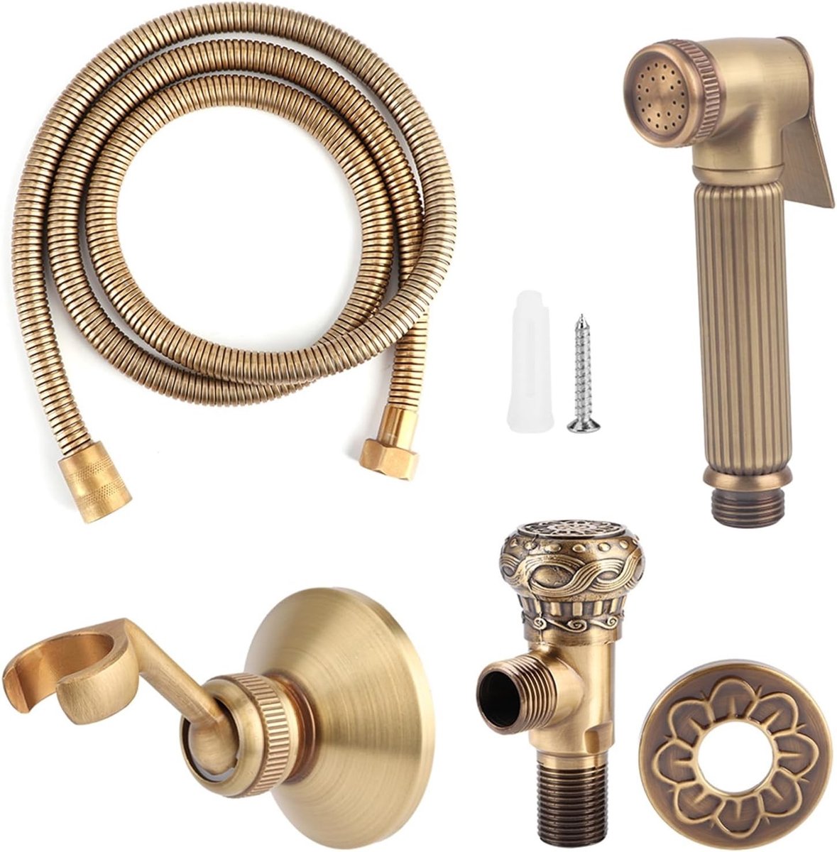 Handheld Bidet Sproeier Kit met Flexibele Slang voor Toilet Reiniging, Huisdier Douche en Planten Wateren - 360 Graden Rotatie, 50 cm Lengte