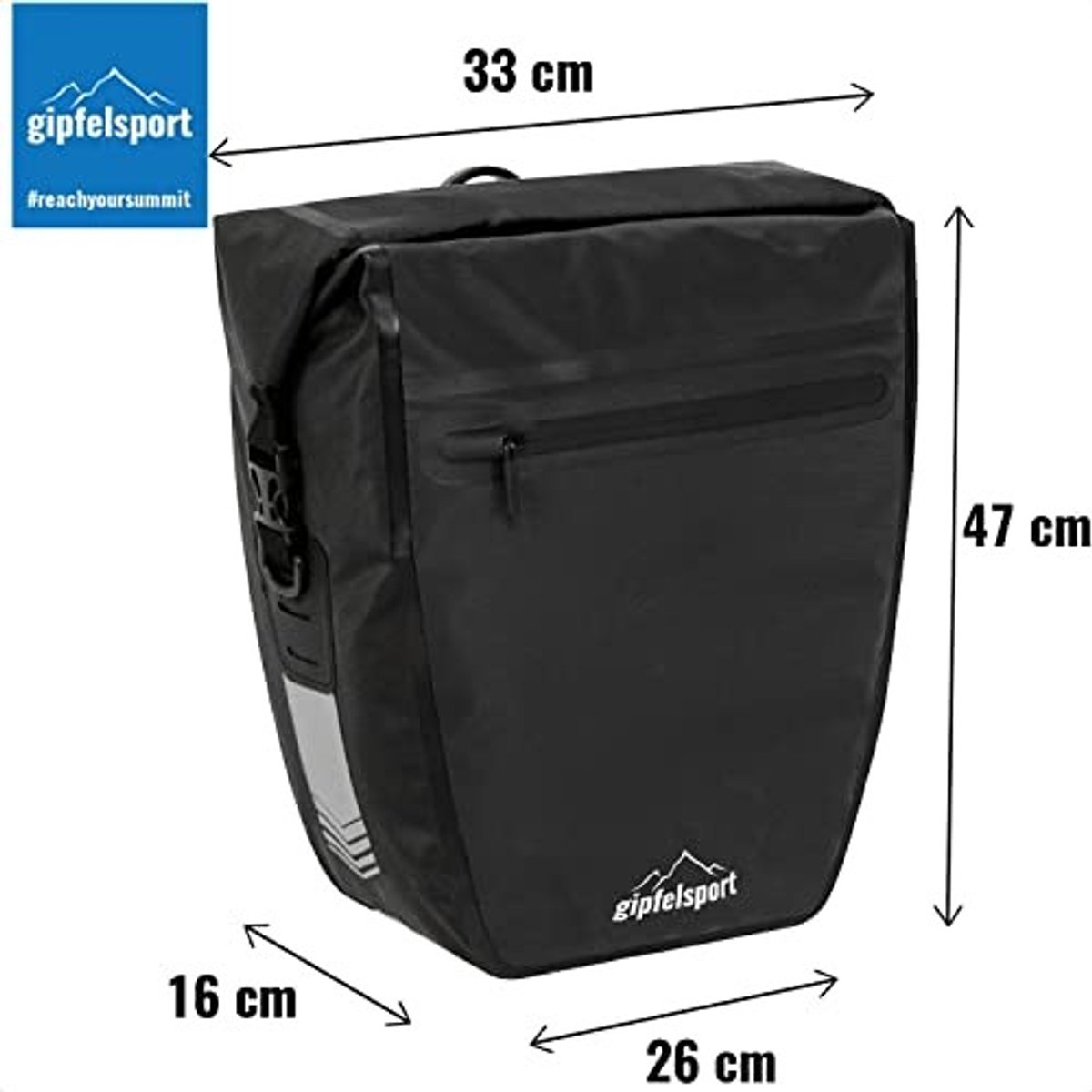 Elzusha - Fietstas voor Bagagedrager, Waterdicht en Reflecterend, 21 L