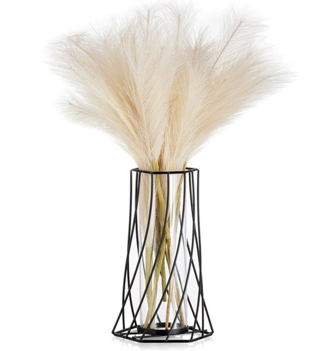 MTTProducts - Moderne zwart glazen vaso met metalen staven